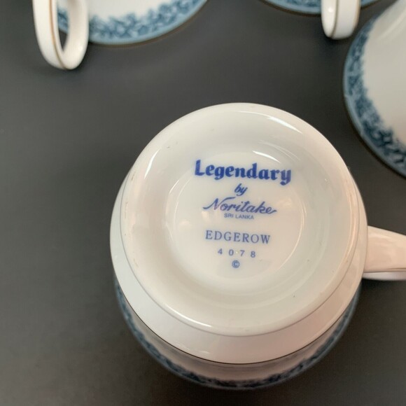 Noritake Legendary Edgerow Cups Blue White Gold Trim 4078 Lot of 5 - Picture 8 of 8